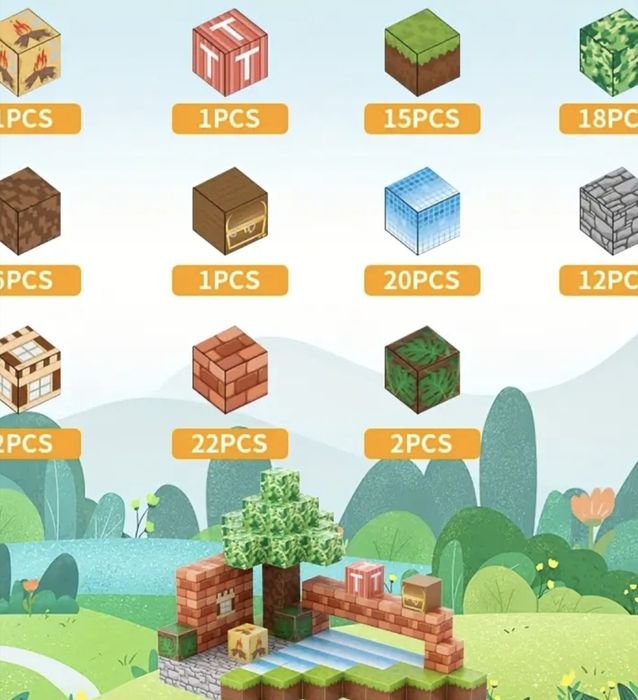 Конструктор магнітний майнкрафт 100 блоків, магнитный конструктор,