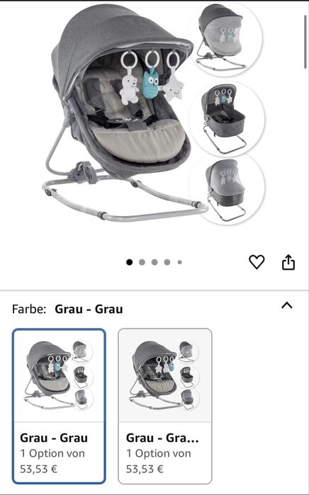 Espreguiçadeira Berço bebe cinzento