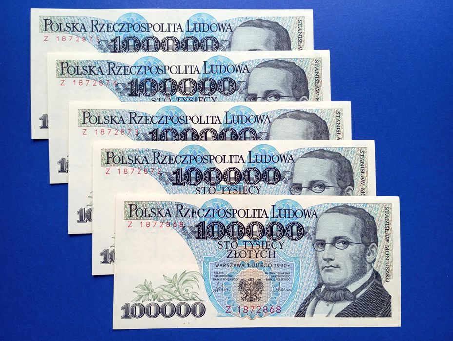 100000 zł 1990   -  Z  -    Rzadsza    st. 2