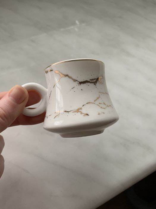 Набор чашек белый мрамор 12 штук