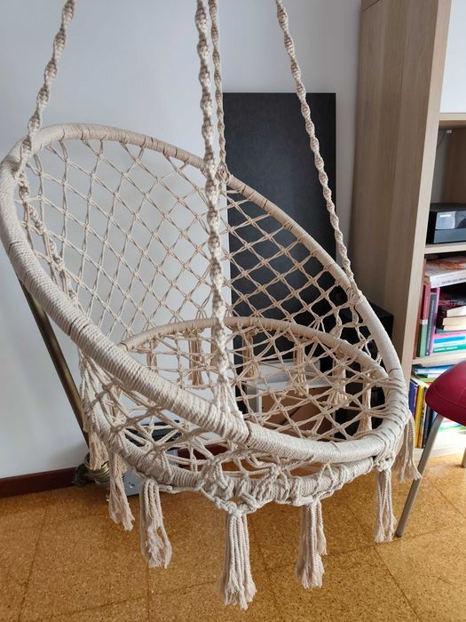 Cadeira de baloiço suspensa macramé