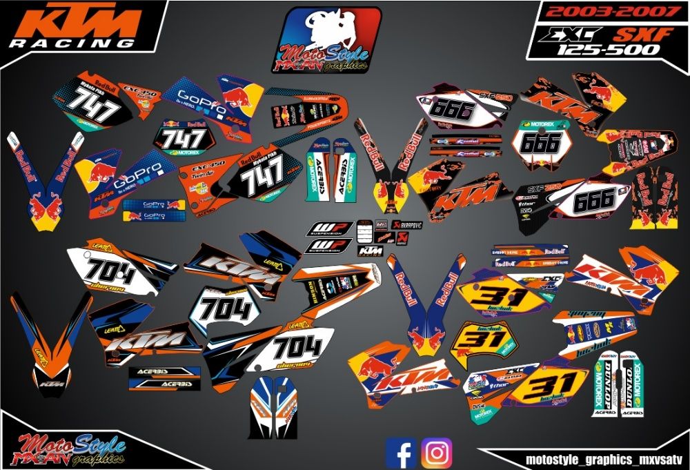 Наклейки KTM EXC SXF SX SMC690 SM LC4 50 65 85 125 250 350 450 525 530
