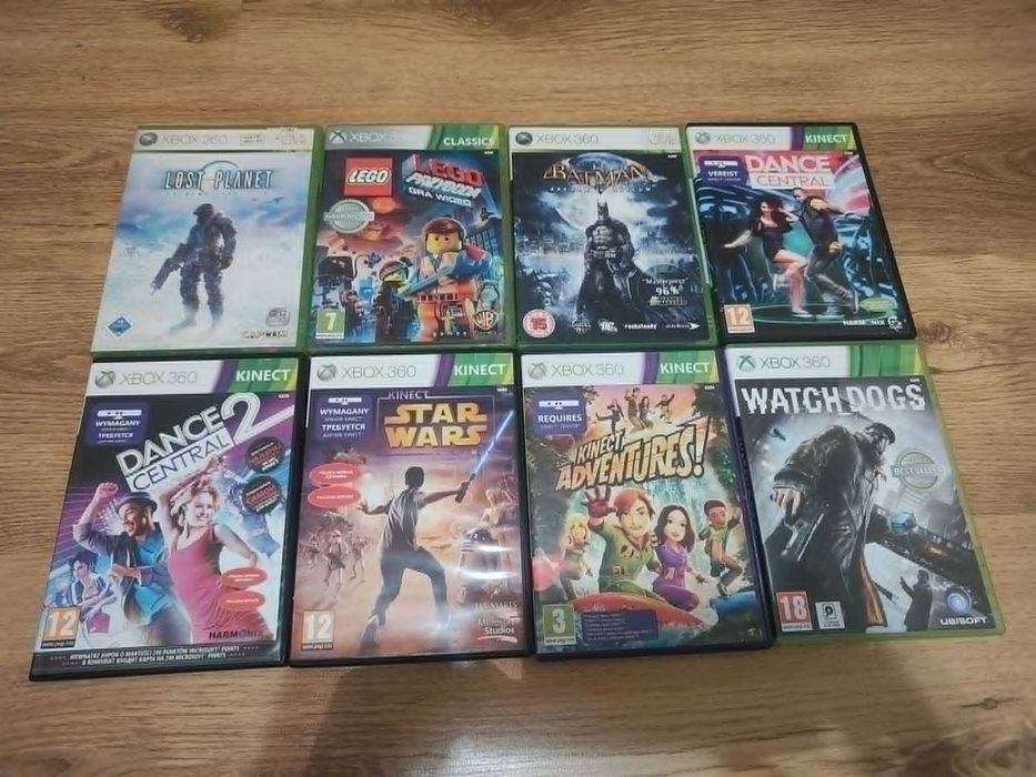 Xbox 360 250GB + Kinect + 2 pady + 14 gier