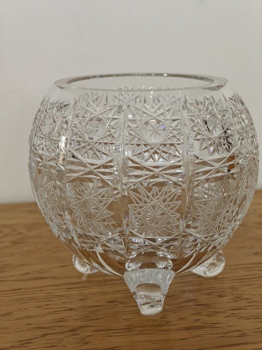 Kryształy PRL Misa na nóżkach, Wazon Kula, Owocarka