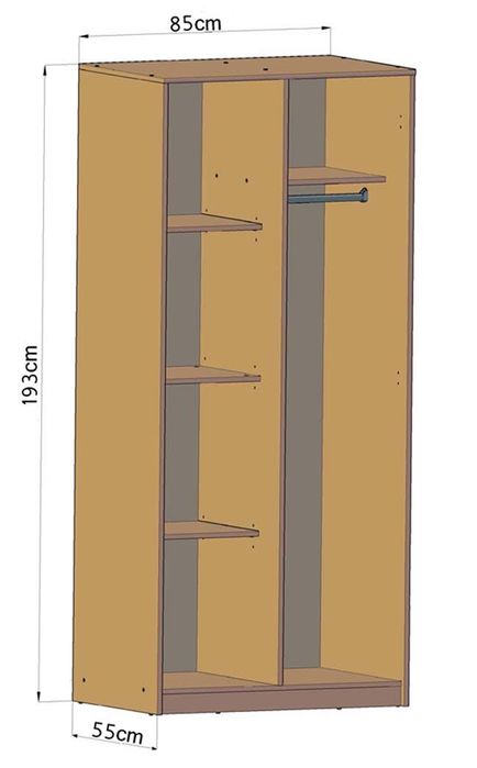 NOWA szafa z drążkiem i półkami 193x85x55 - DOSTĘPNA OD RĘKI