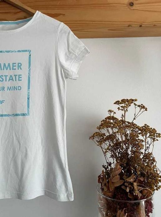 T-shirt koszulka damska logo firmowa 4F basic bawełniana biała M/38