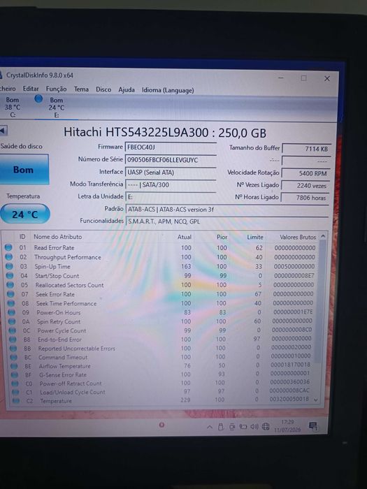 Disco duro 250gb Hitachi 2.5 sata