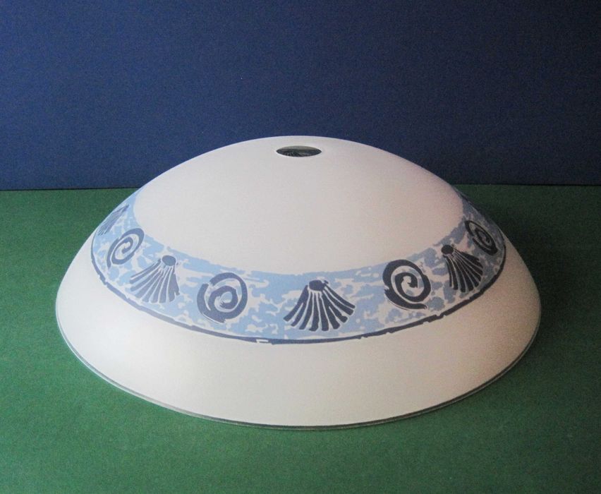 Klosz szklany lampa wisząca śr.48cm otwór 4,3cm niebieski ornament