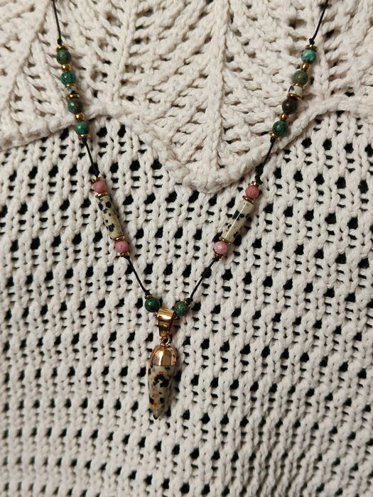 Podwójny naszyjnik kamienie naturalne