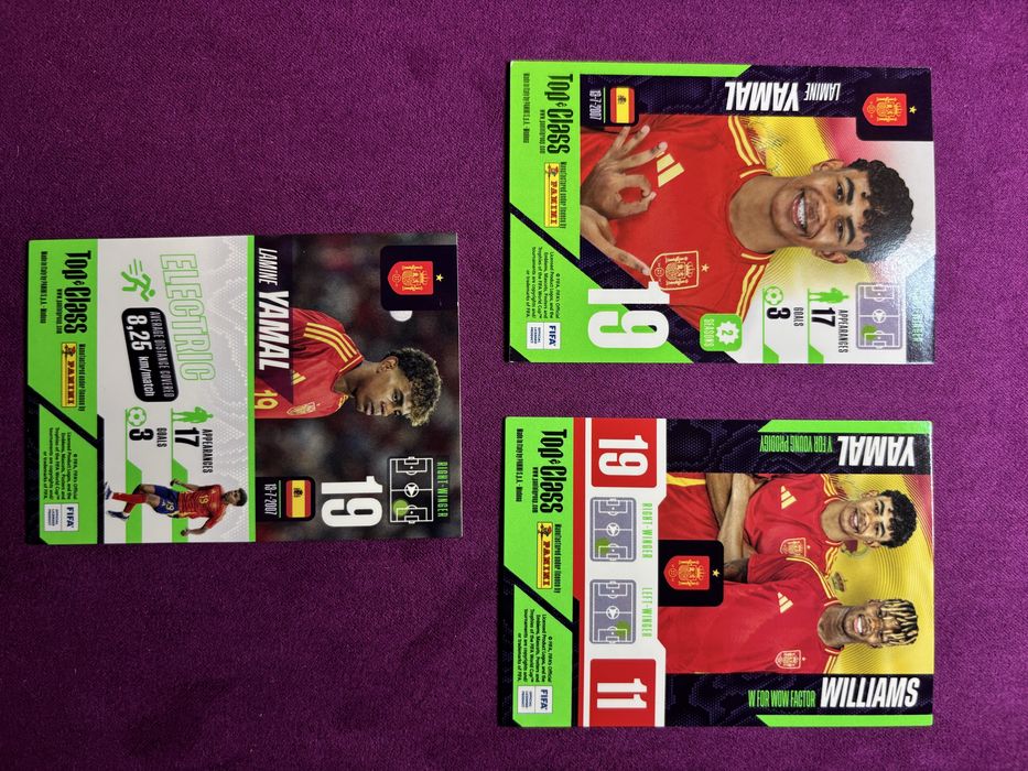 Lote 3 cartas Lamine Yamal Panini Top Class 2025