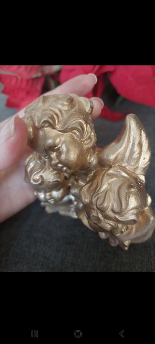 Trio de anjos dourados para pendurar