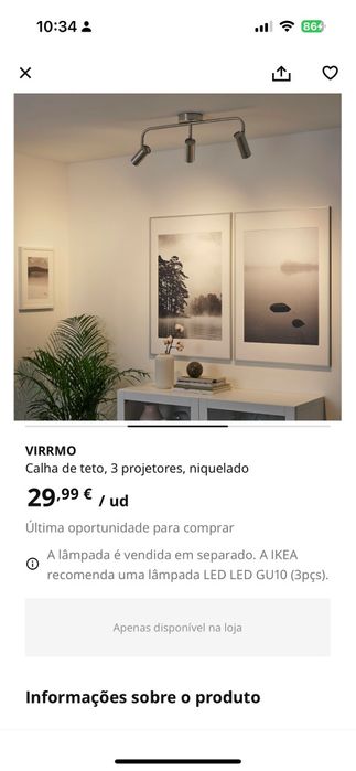 Vendo candeeiro teto Ikea