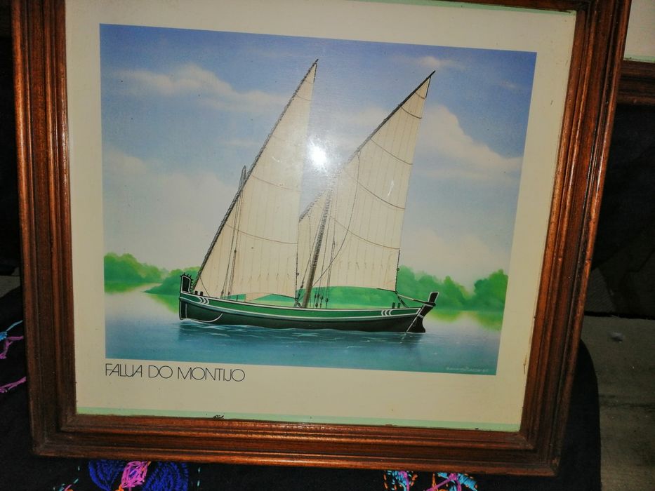 3 quadros antigos com motivo de barcos