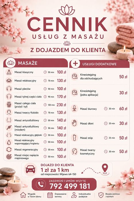Masaż z dojazdem do klienta