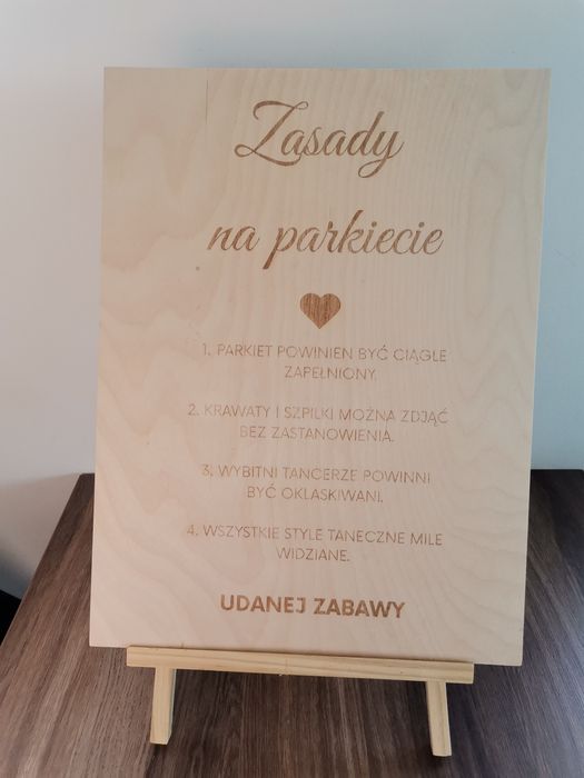 Ślub, wesele tablica "zasady na parkiecie"