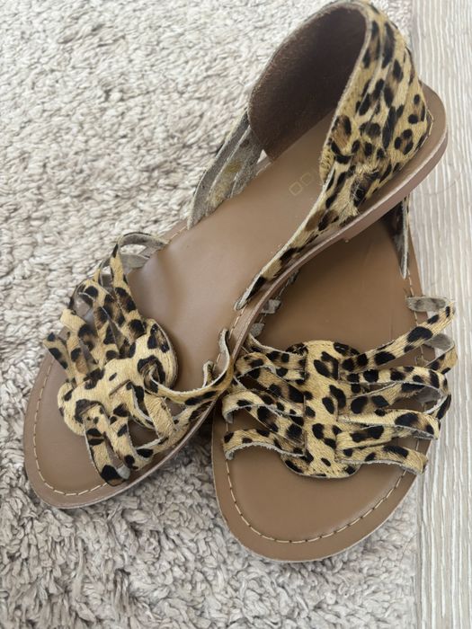Жіночі босоніжки сандалі boochoo леопардовий  принт, 38 розмір , шкіра