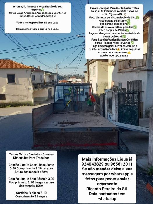 Faço demolições e Recolha de Entulho Madeira Pladur Resíduos Monos Etc