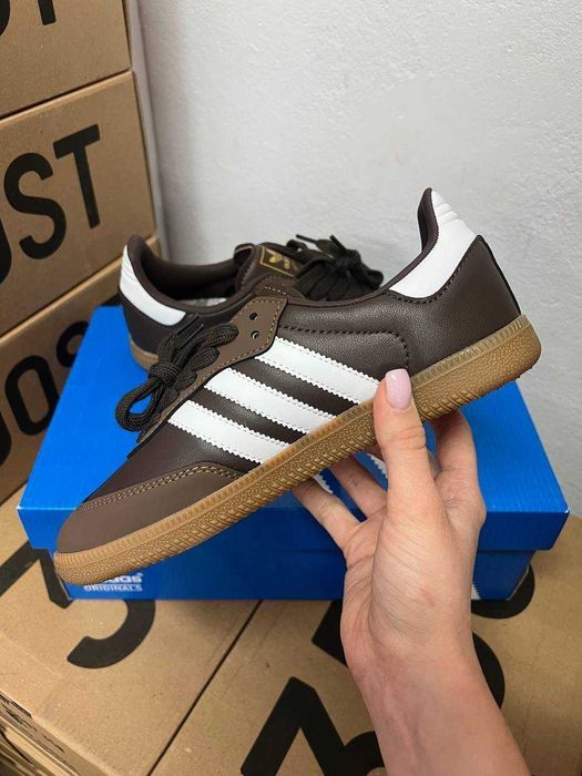 Женские кожанные кеды Adidas Samba brown / Адидас Самба 37 38 39 40