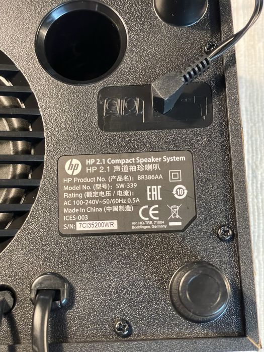 HP 2.1 Compact Speaker System conjunto de colunas PC Preto 2.1 canais