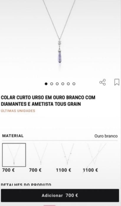 Colar em ouro branco tous