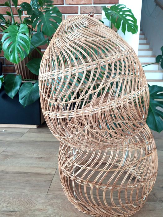 Lampa rattanowa boho ręcznie pleciona rozmiar L 45x42 natural