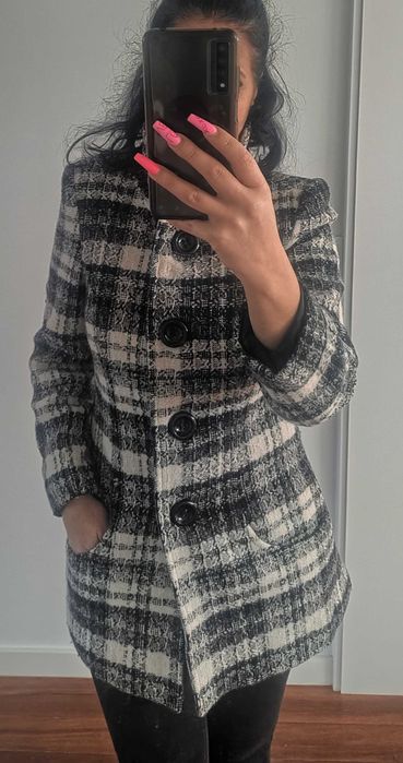 Casaco Xadrez Preto e Branco – Tam XS - Novo