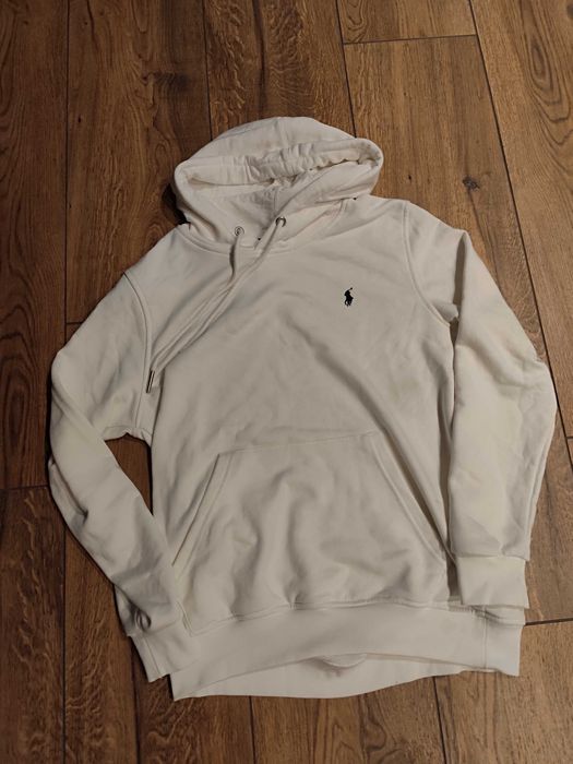 Nowa Śliczna bluza polo Ralph Lauren M kaptur kangurka kremowa