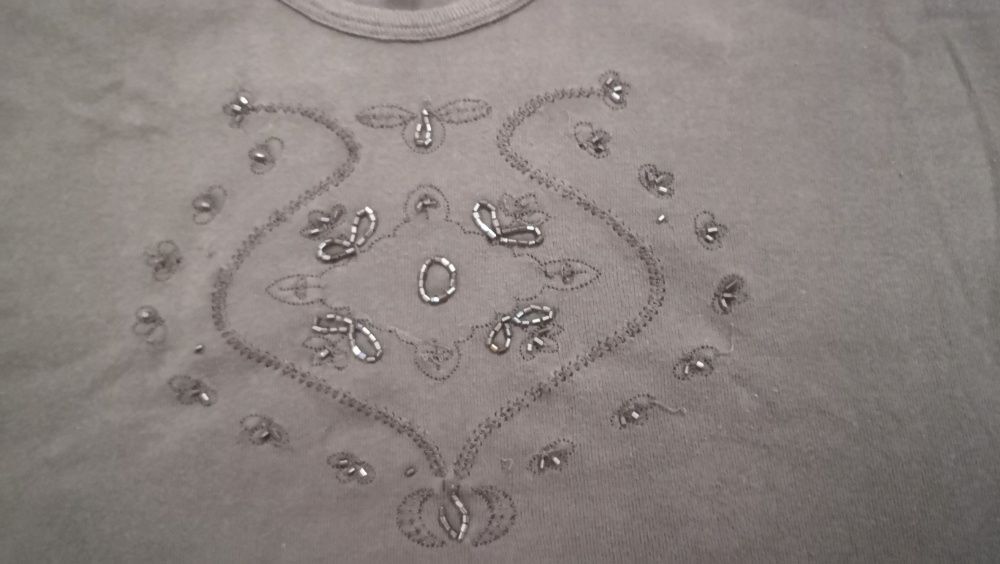 Top castanho XL com Missangas cozidas Marca Sacoor