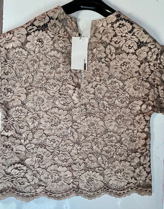 Zara bluza, top z KRONKĄ NOWA z bufiastymi rękawami