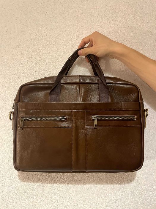 Brązowa torba męska / unisex na laptopa skóra naturalna