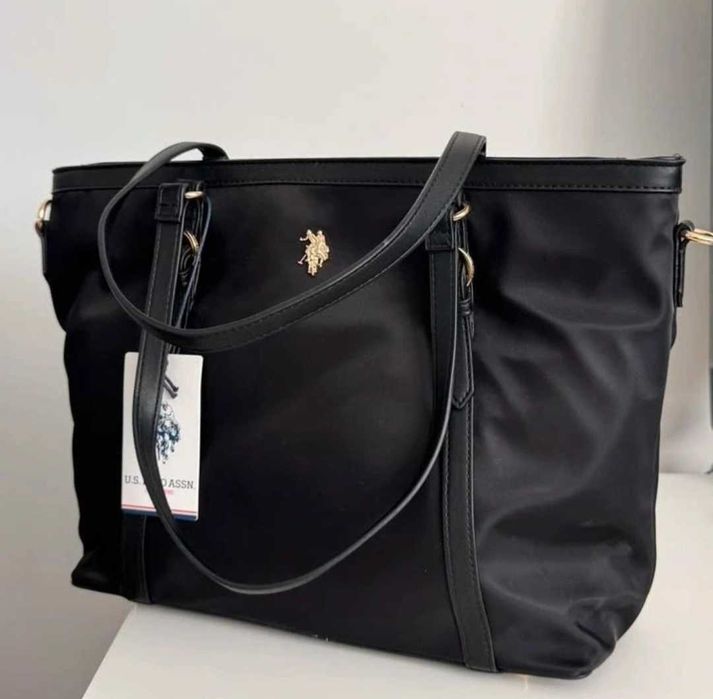 U.S. Polo Assn. Black Houston Shopper Tote Shoulder Bag