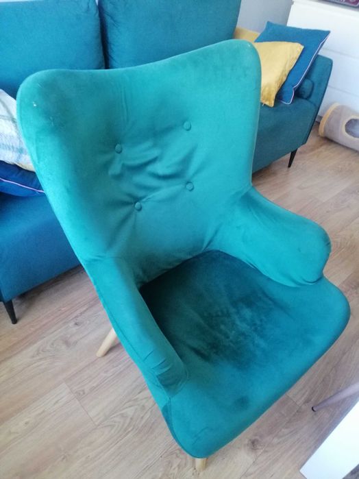 Fotel uszak ciemna zieleń