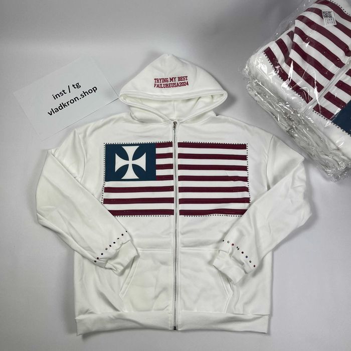Zip-Hoodie USA archive, opium, distressed, Зипка с меховым