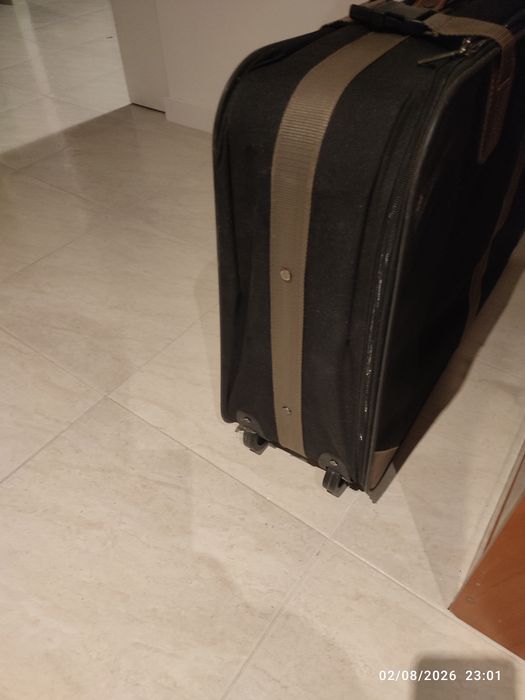 Mala de Viagem Vintage Delsey (Clássica / Lona e Pele) – Excelente Estado
