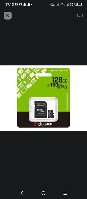 Kingston 128GB microSDXC Canvas Select Plus Gen3
