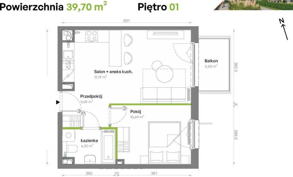 2 pokoje w Gdańsku, stan deweloperski po cenie z zeszłego roku
