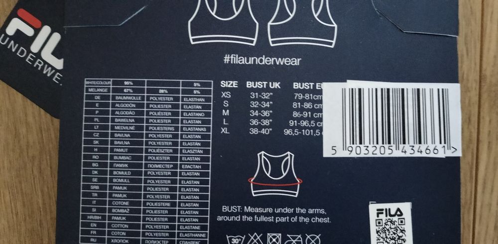 FILA Biustonosz sportowy / treningowy w kolorze Szarym - rozmiar L