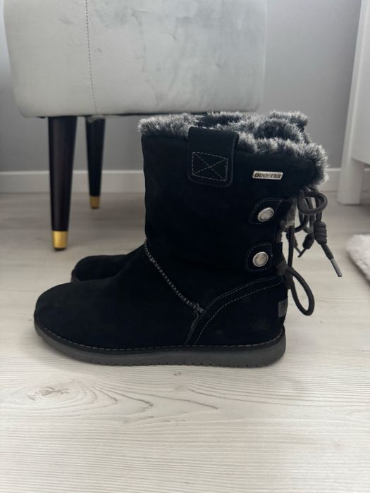 Tamaris kozaki buty śniegowce skóra jak emu ugg zamsz 39 czarne futro