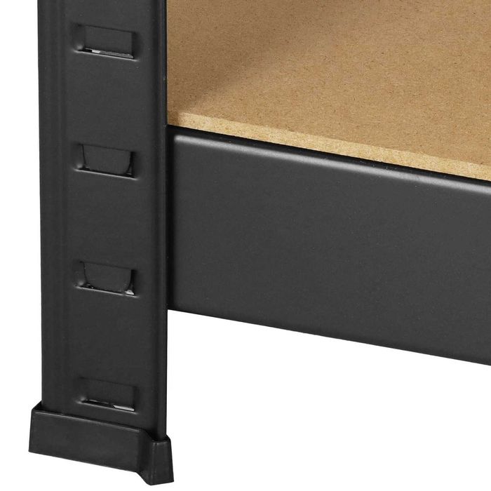 Regał Magazynowy Garażowy Metalowy Czarny Półki MDF 180x90x40Cm 875 kg