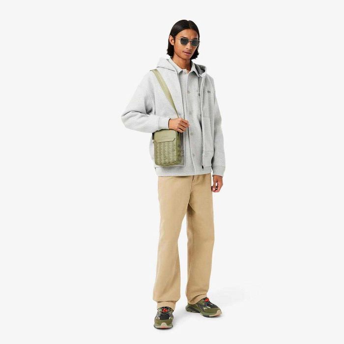 100% ОРИГІНАЛ Lacoste khaki monogram vertical чоловіча сумка хакі