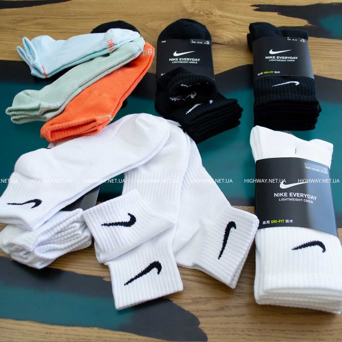 【HighWay】S M L без махри Шкарпетки Nike летние носки nike высокие белы