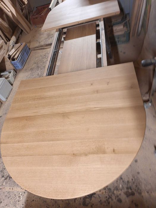 Stół dębowy prostokątny rozkładany - wkładka w stole