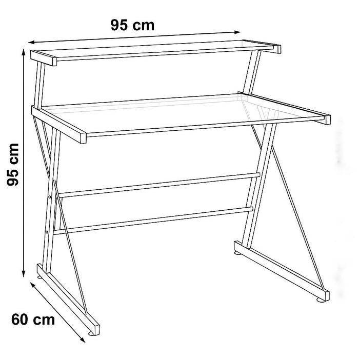 Secretária/Mesa Moderna em Vidro e Metal
