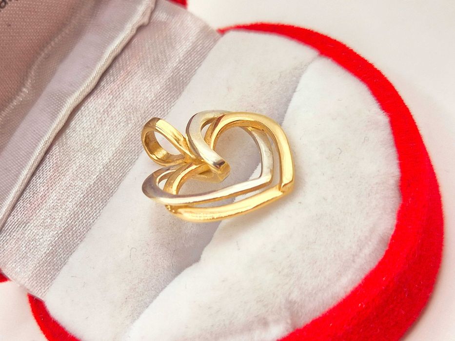 Złota zawieszka Serce 585 (14K) Serduszko Dwa Serca