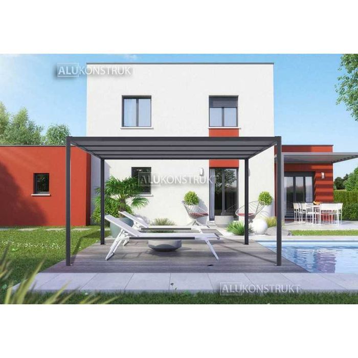 Pergola FIT Wolnostojąca 400x400 Grafit Oświetlenie LED z napędem