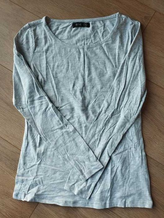 Koszulka Damska na Długi Rękaw Rozmiar S Szara Cleve