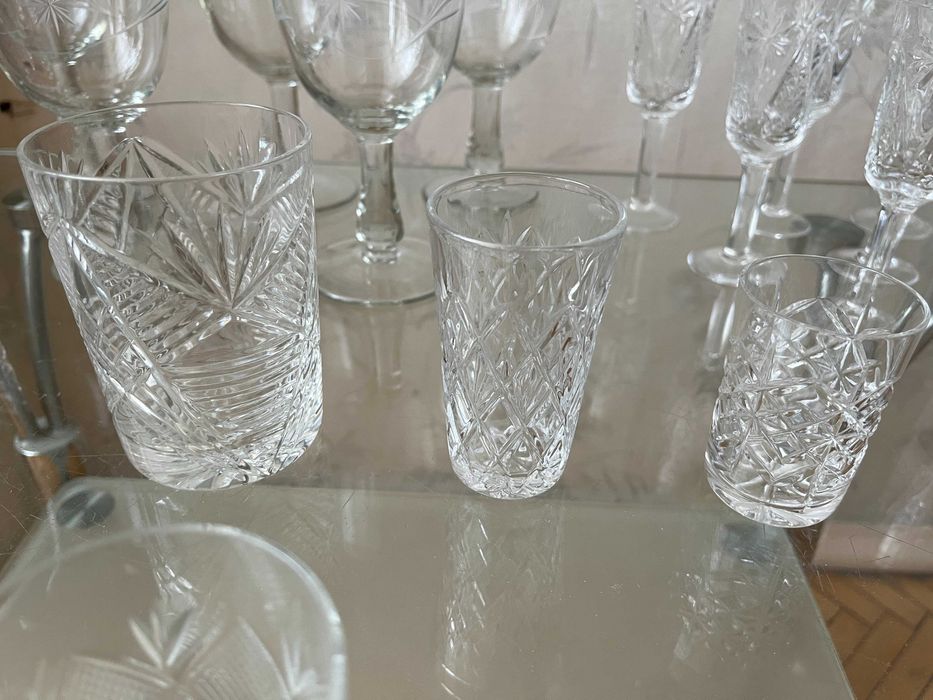 Хрустальные бокалы, рюмки,  СССР.