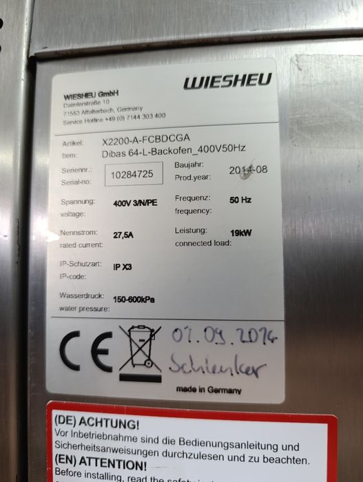 Wiesheu Пароконвектомат Розстойка Dibas 64-L
