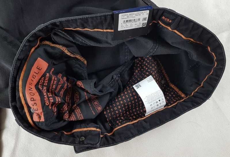 Męskie jeansy Hugo Boss Delaware -Slim blado-czarne nowe oryg. W38/L34