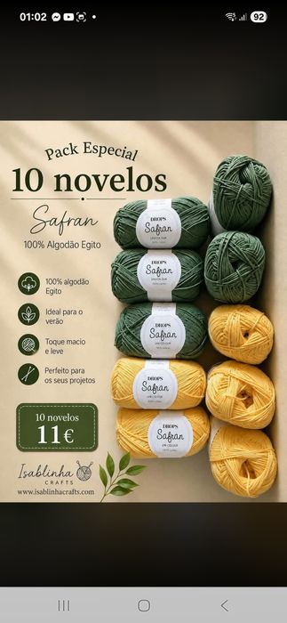 Fio DROPS SAFRAN - 100% algodão Egito